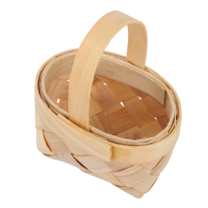 Mini cesta tejida con asa, 4 piezas, para regalo de boda, niña, flor, dulces, Chocolate - 1