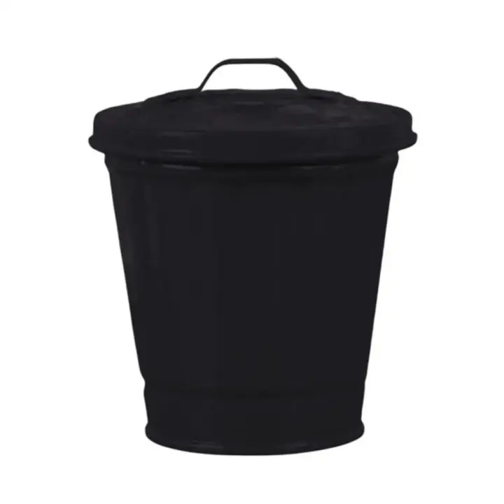 Pequeño Cubo de basura portátil de Hierro galvanizado, duradero, Hogar - 1