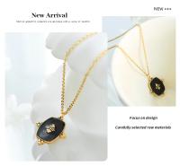 Collar con colgante negro de estilo vintage, cadena de clavícula para mujer, joyería dorada - details 4