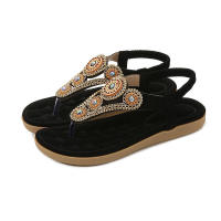 Sandalia Zapatillas 2025 Verano Nuevo Producto Simple e Casual Punta Plana Cómodas Sandalias de Diamantes de Agua - details 1