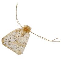 Bolsas de Organza doradas con estampado de pestañas, 100 piezas, 10x15cm, bolsa de joyería, bolsas de Organza con cordón para favores de boda, regalo de dulces - details 2