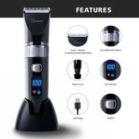 Cortapelos Profesional HATTEKER Cuchilla Cerámica Impermeable Pantalla LED Para Barba - details 4
