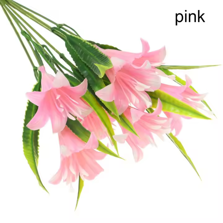 Ramo de flores artificiales para decoración de bodas, hierba de agua vívida, hoja persa de lirio falso, 33cm, 7 cabezas - 1
