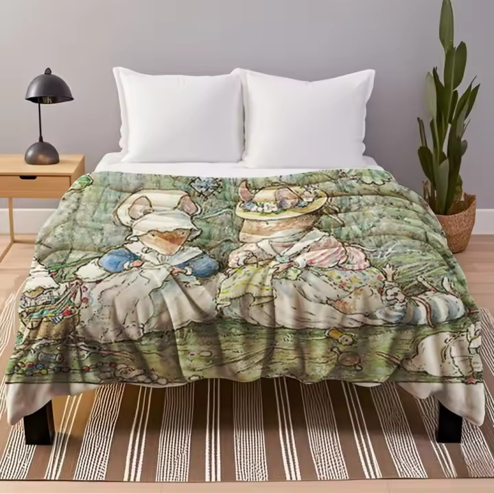 Manta de Franela Ecológica Diseño Bohemio de Huesos de Oso Resistente a la Desvanecimiento - 1