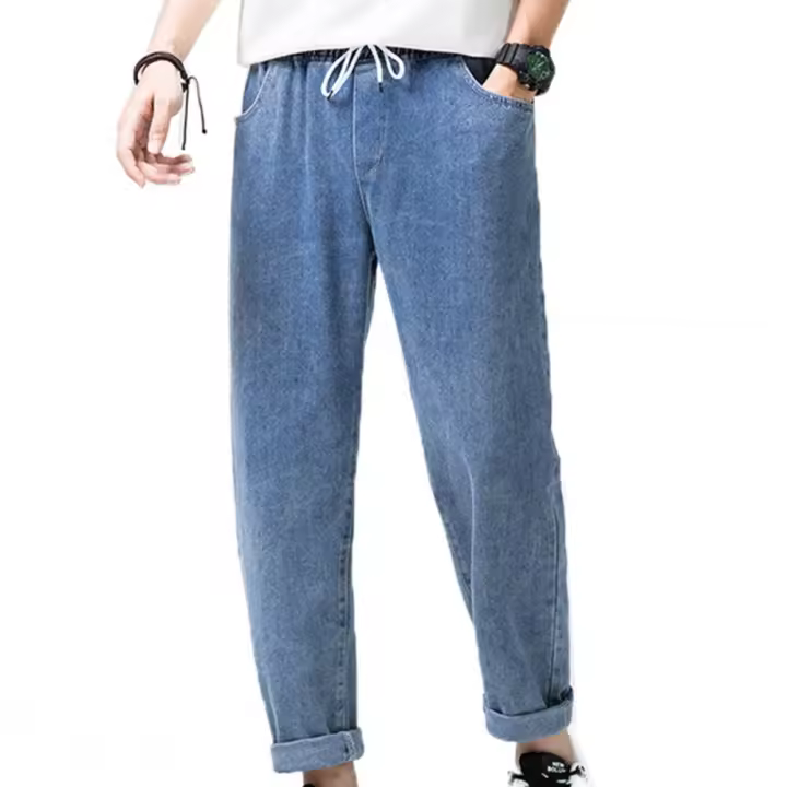 Jeans Casuales para Hombres Cintura Elástica, Pantalones de Denim de Trabajo, Estilo Hip Hop Joggers Streetwears, Primavera-Otoño - 1