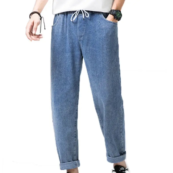 Jeans Casuales para Hombres Cintura Elástica, Pantalones de Denim de Trabajo, Estilo Hip Hop Joggers Streetwears, Primavera-Otoño - 1