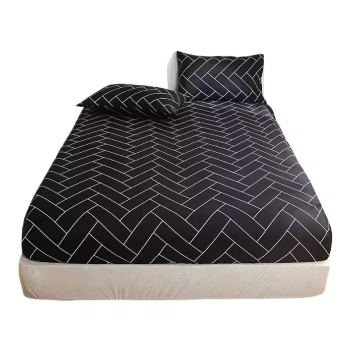 Sabana Bajera Ajustable Con Estampado Geométrico, Juego de sábanas de 3 Piezas, 2 Fundas de Almohada - 1