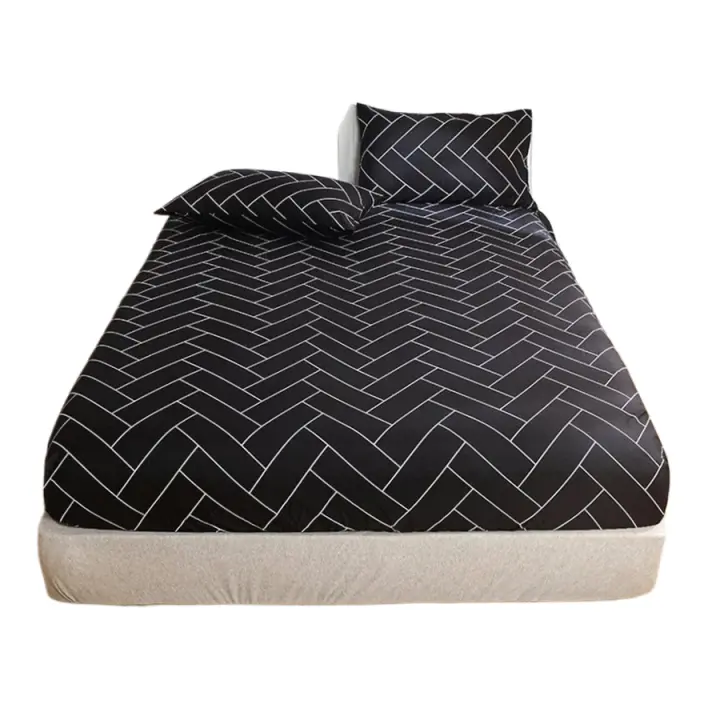 Sabana Bajera Ajustable Con Estampado Geométrico, Juego de sábanas de 3 Piezas, 2 Fundas de Almohada - 1
