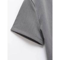 OUWU- Mini Vestido Gris Primavera 2025 Manga Corta Cuello Redondo Oficina para Casual Staple Uste Elástico Traboo Ocio Esencial - details 6