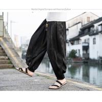 pantalones de marca al aire libre para hombres Lce seda dragón flor oscura bombachos sueltos pantalones casuales de pierna ancha de alta calidad para hombre - details 8