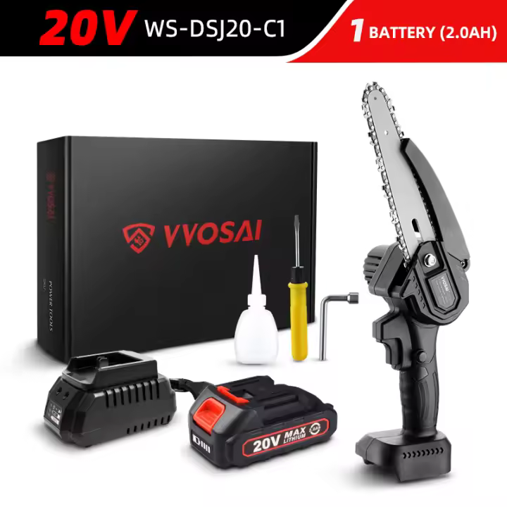 VVOSAI 20V MT-SER sierra de cadena sin escobillas de 6 pulgadas Mini sierra de poda portátil herramienta de corte de sierra eléctrica portátil para carpintería - 1