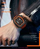 Reloj deportivo de lujo para hombre, reloj de pulsera analógico automático luminoso resistente al agua con cristal curvo de barril para exteriores y negocios - details 6