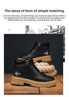 Botas altas para hombre, zapatos de cuero planos informales y versátiles con suela gruesa, compatibles con tablero de trabajo, moda de invierno, 2025 - details 1