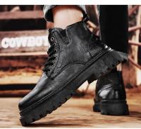 Botas de Motocicleta Bajo Capas para Hombres 2025 Zapatos de Trabajo de Cuero Cálido y Antideslizante Impermeable con Estilo Moderno - details 9