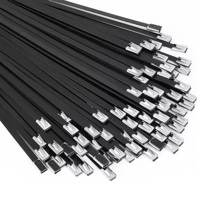 Bridas de Metal recubiertas de epoxi para maquinaria, vehículos, granjas, Cables, negro, 100, piezas, 11,8 pulgadas, 304 - 1
