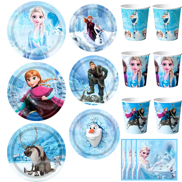 Decoraciones de Fiesta de Cumpleaños de Elsa Congelada Vajillas y Servilletas de Fiesta Congelada - 1