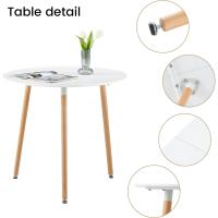 Mesa de Comedor, Estilo escandinavo Ronda Mesa y Patas de Madera de Haya, 80*72 cm, Color Blanco - details 55