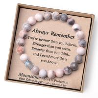pulsera de piedra volcánica para hombre y mujer, brazalete de cuerda elástica, regalo para el Día del Padre, piedra lunar volcánica,Pulsera de regalo del Día de la Madre - details 11