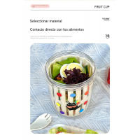 Taza de fruta portátil taza de ensalada de aspecto alto con tenedor y cuchara de Picnic de doble capa drenando taza fresca - details 2