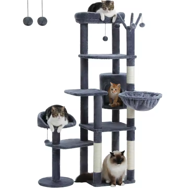 Árbol para gatos de varios niveles con condominio, hamaca, poste rascador Gran torre para gatos con juguetes para interiores - 1