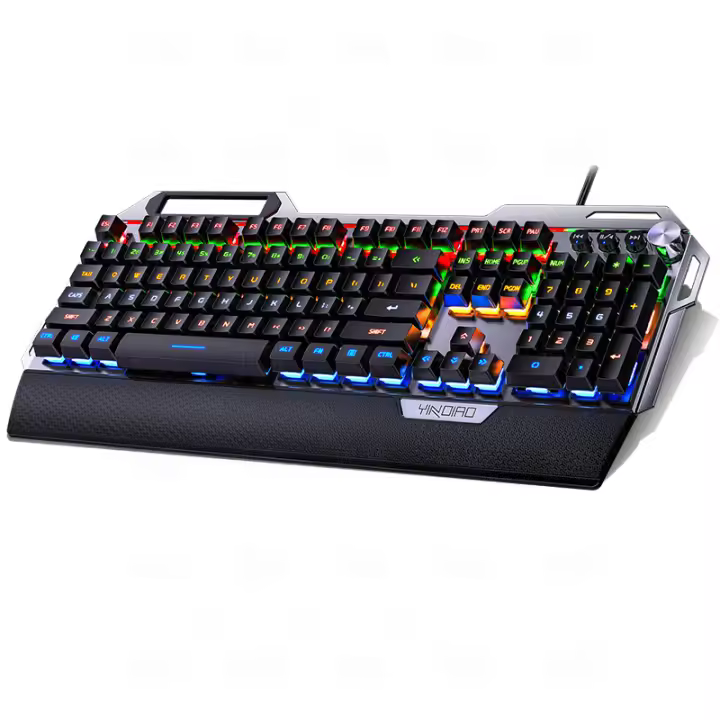 K100 Metal Verdadero Teclado Mecánico Pomo Reposamanos Gaming Eje Cian Cableado USB - 1