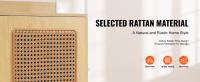 SucceBuy Estantería de ratán, estante de escalera de 2 puertas, estante de almacenamiento independiente, organizador de estantería abierta para oficina, biblioteca, estudio, color natural - details 4