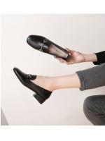 Zapatos pequeños de cuero estilo británico para mujer, tacones altos, informales, gruesos y de talla grande, 2025 - details 4
