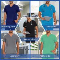 Top exfoliante con cuello en V + pantalón médico, ropa de enfermería, uniformes médicos de S-3XL, disfraz de médico de dentista de manga corta, Tops y pantalones de enfermera - details 25