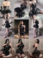 Lencería Sexy de gasa con cuello Halter para mujer, vestido Anal abierto con escote en V profundo, pijama, uniforme, camisón transparente, ropa interior con temperamento, disfraces - details 5