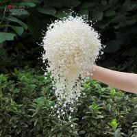 Ramo de novia hecho a mano, flor de boda, perlas completas, marfil y blanco, 100% - details 15