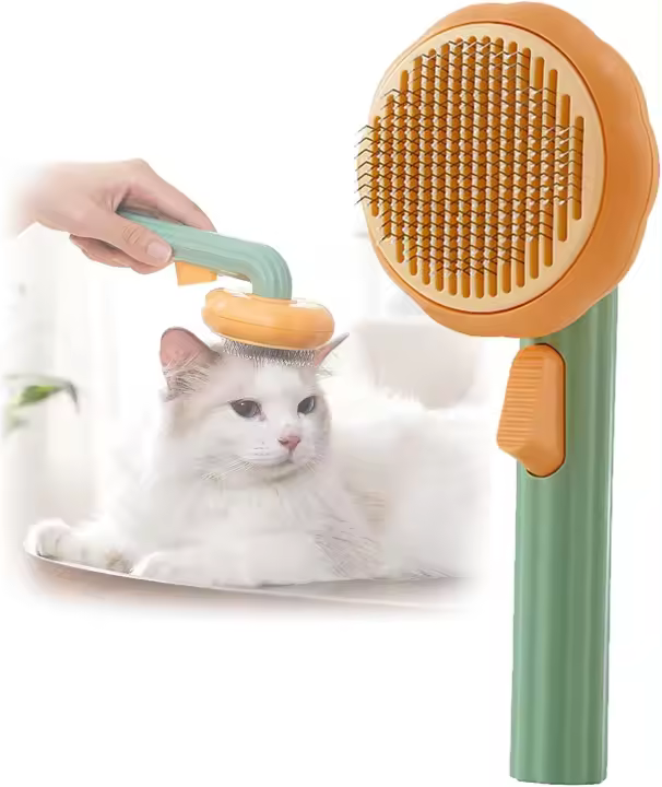 Cepillo para perros, cepillo para gatos, cepillo de aseo, cepillo pulidor autolimpiante, herramienta de aseo para mascotas para gatos de pelo largo o corto, cepillo para mascotas - 1