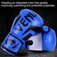 Guantes de boxeo profesionales de Taekwondo, cuero de Pu grueso, una vez moldeado, vejiga interior, transpirables, Sanda Fighting, 1 par - details 4