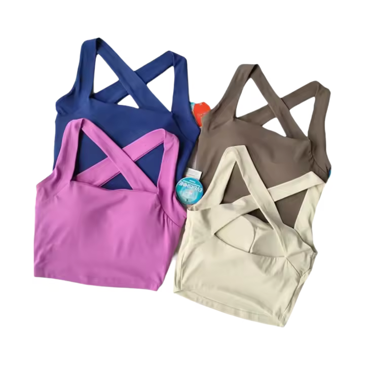 Sudadera Deportiva Sin Costuras Para Mujer Con Espalda Cruzada Y Amplias Alzas a Absorbedor De Choques Para Yoga Y Correr - 1