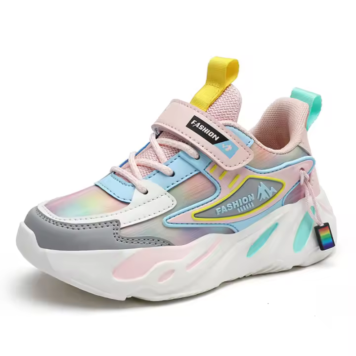 Zapatos de marca para niños, zapatillas de deporte para niñas, zapatos deportivos transpirables para niños, zapatillas de tenis cómodas informales de color rosa a la moda para uso diario - 1
