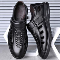 Sandalias de verano para hombre, nuevas, huecas, para playa, de piel suave y transpirable, con velcro. - details 8