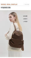 Bolso trasero para mujer, mochila antirrobo, bolsos estéticos de tendencia informal para mujer, bolsa de libros de lona resistente a la suciedad de Color café, resistente al desgaste - details 12