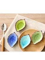 Kitchen Bowl Kitchen Tool Dish Creative Ice Crack Glaze Leaf Ceramic Seasoning Soy Sauce Vinegar Small Plates 10*7.5*3cm - details 4