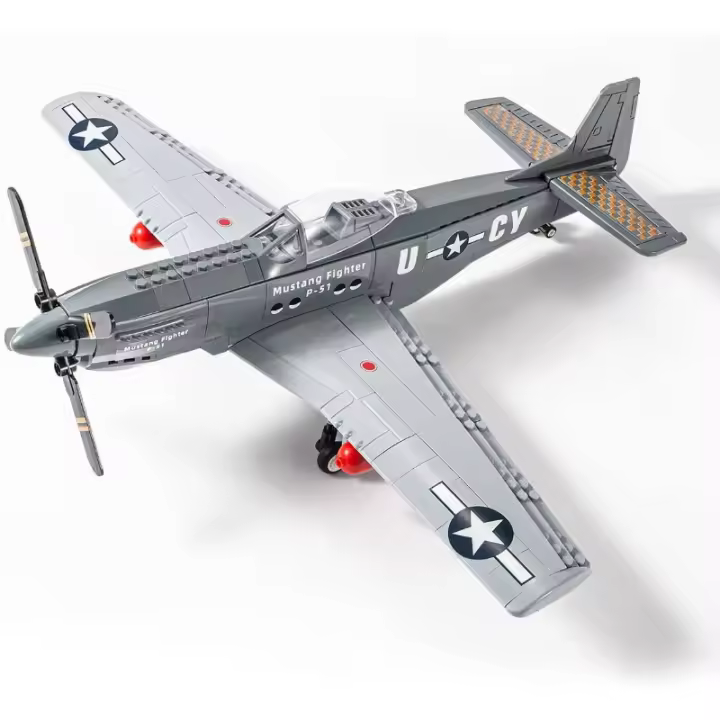 Juego de bloques de construcción militares P-51 Mustang Fighter Jet, juguetes de avión del ejército como regalo para niños o adultos (256 piezas) - 1