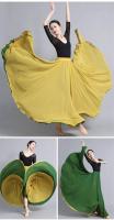 Falda baile gasa flamenca para mujer, faldas largas Color sólido 720 grados, ropa práctica bailarina, falda de estilo chino con - details 15