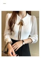 2025 otoño mujer gasa Patchwork suéter manga linterna cuello vuelto jersey con botones mujer Oficina señora suéter invierno - details 8