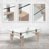 Mesa Moderna de Centro con Tapa de Cristal Transparente y Base de Metal Negro (100x60 cm) - details 28