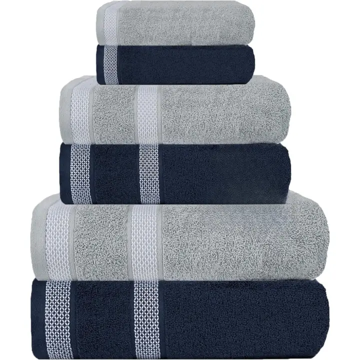 Juego de Toallas de 6 Piezas Toallas de Baño de Algodón Egipcio Suave 138 x 69 x 0,5 cm - 1