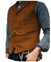 Chaleco de negocios, chaqueta informal ajustada, chalecos para hombre de groso, traje de boda para hombre, chaleco marrón de lana de boda Tweed - details 12