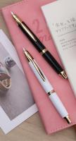 Pluma estilográfica de metal con prensa colorida A1, punta F retráctil con clip dorado/negro, convertidor de tinta, regalo de escritura para oficina y escuela - details 2