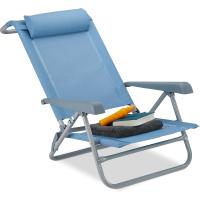Plegable con Reposacabezas, Abrebotellas y Reposabrazos, Sintético-Acero, Gris - details 9