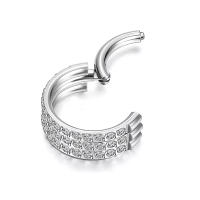 G23 cuerpo de titanio joyería pendiente de cartílago piercing trago del oído tres filas cz pavé cara anillo segmento aros de nariz piercing en la oreja - details 5