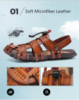 Sandalias suaves de verano para hombre, zapatillas informales de cuero para exteriores, antideslizantes, ligeras y cómodas, zapatos deportivos de playa - details 5