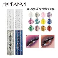 HANDAIYAN Juego de delineador de ojos líquido con lentejuelas deslumbrantes y brillantes de 12 colores, delineador de ojos colorido intenso metálico resistente al agua, de larga duración, ultrafino - details 9