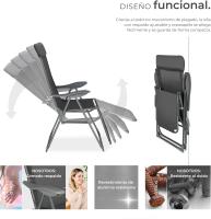 Conjunto Sillas Jardín Exterior de Aluminio, Respaldo Regulable y Reposacabezas, Conjunto Sillas Terraza Resistentes a Intemperie, Transpirable, Patas Reforzadas - 4 Sillas Gris - details 19