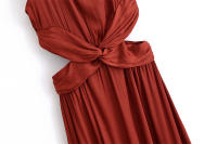 Elegante Vestido de Mujer Primavera Sin Mangas Diseño de Abertura de Seda Estilo Midi para Fiestas - details 5